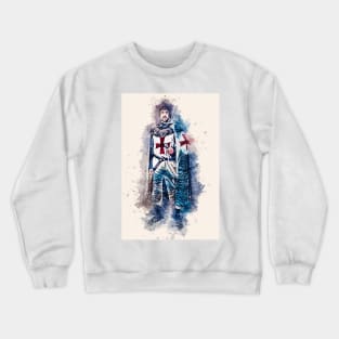 Knights Templar Warrior The crusader Watercolor Historic Fine Art Crewneck Sweatshirt